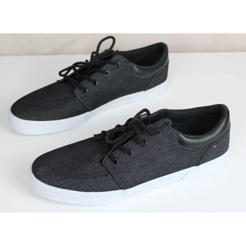 St. John’s Bay Bryce‎ Lace-Up Sneaker Mens 13 Medium Low Top Black Canvas Shoes